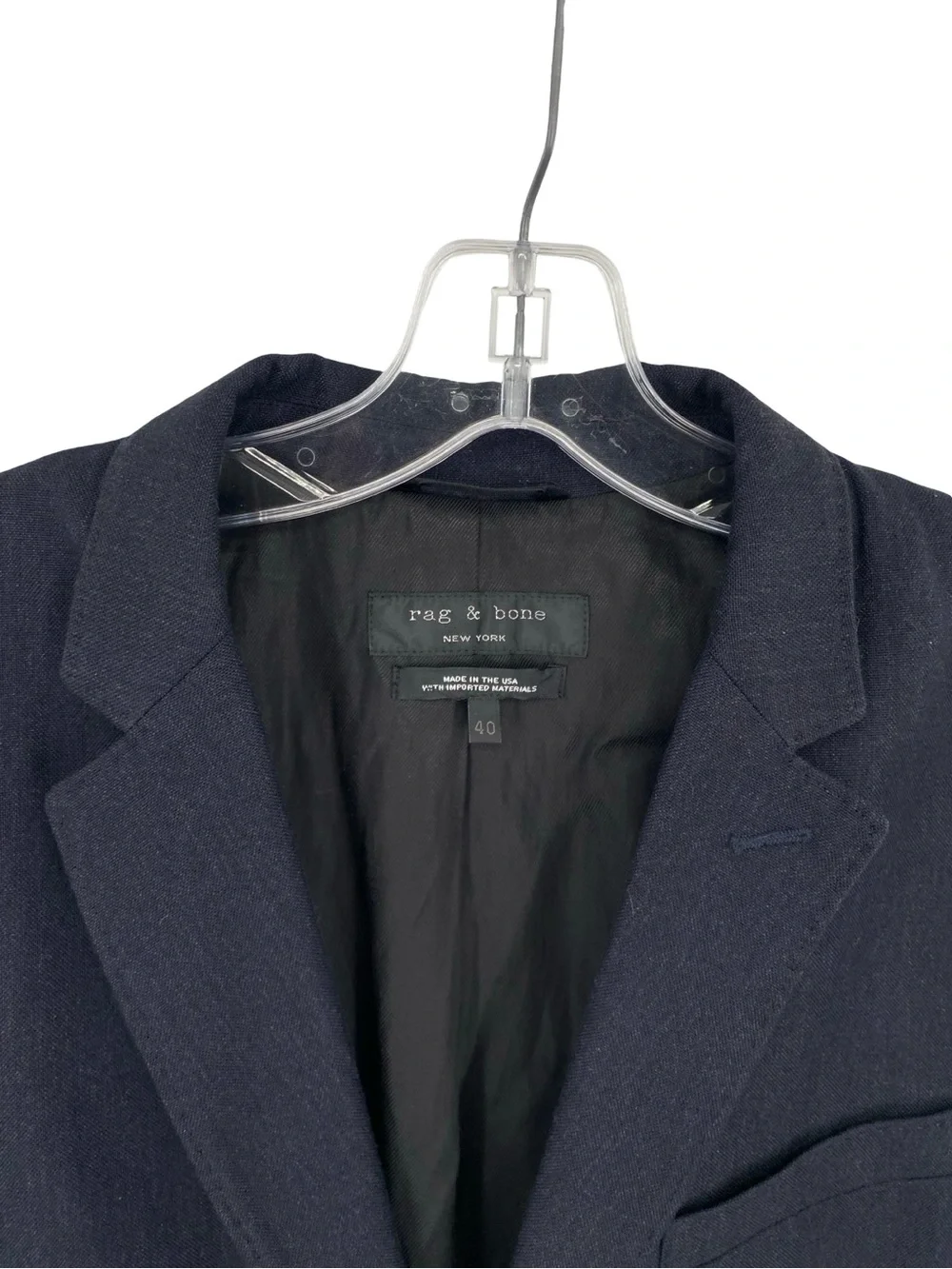 Rag & Bone Men’s Navy Blue Wool Cotton Blazer Jacket Sport Coat Size 40
